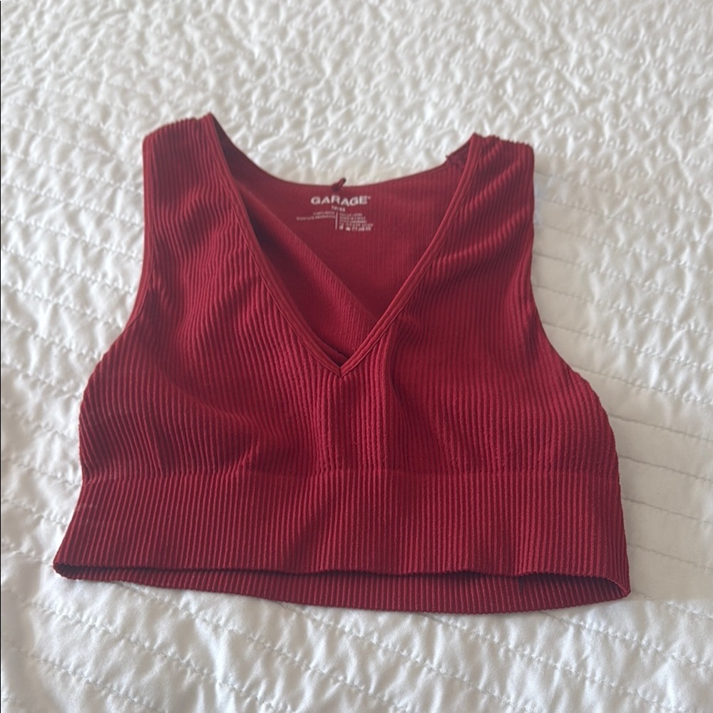 Garage Women's Burgundy Ribbed Tank Top